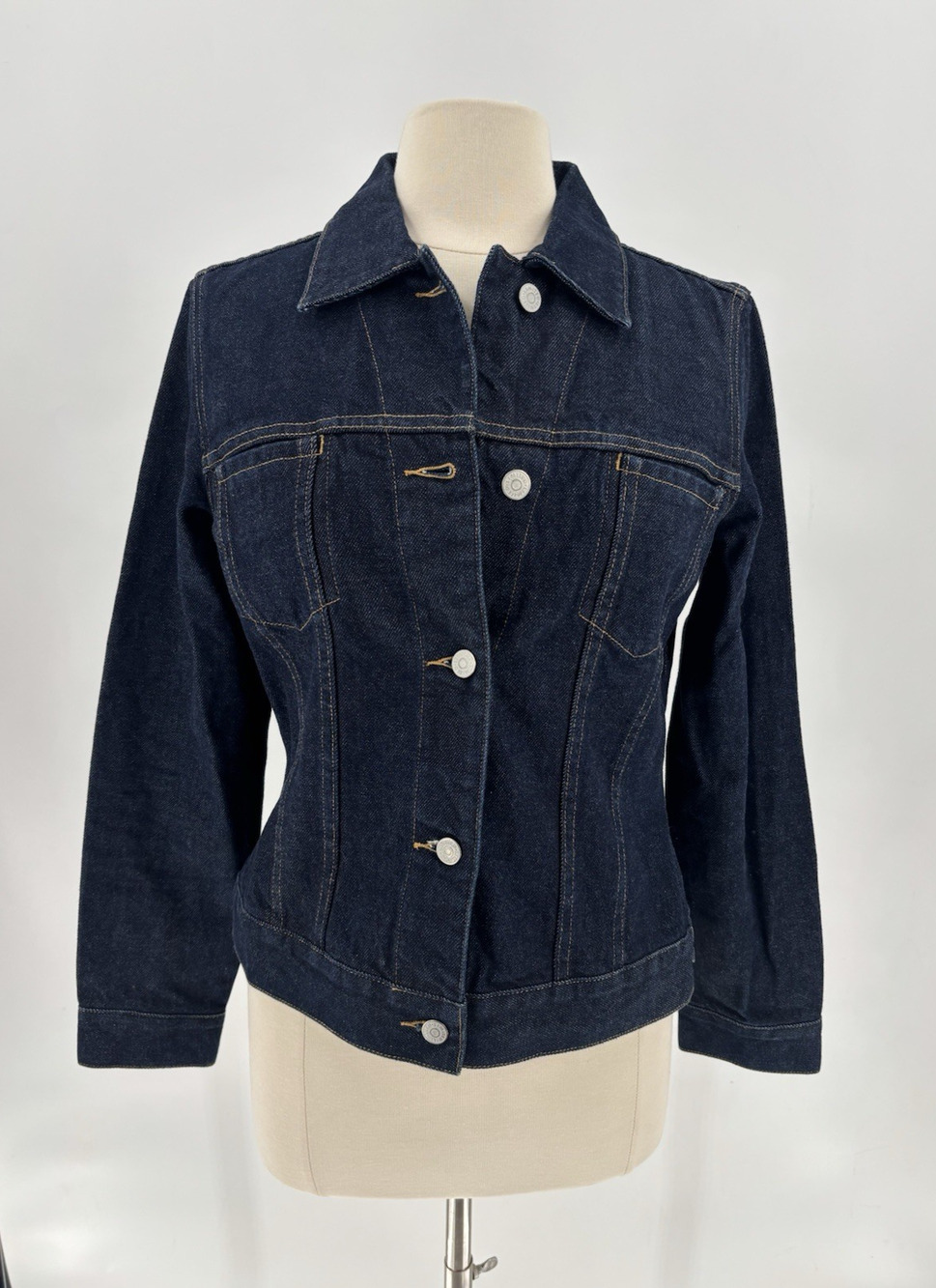 Vintage The Limited Jean Jacket Womens Medium Blue Dark Wash Denim Buttons 90s